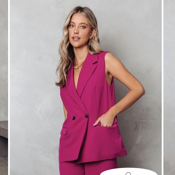 Vici Tops - VICI Pocketed Vest - Magenta